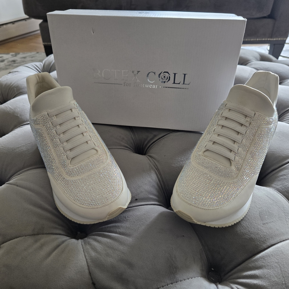 White Sneakers with Rhinestones